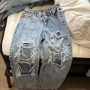 Distressed Blue Jeans